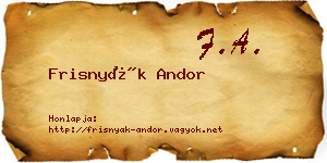 Frisnyák Andor névjegykártya